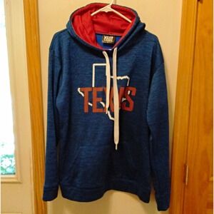Wear Code Men's L Blue Fleece Pullover Hoodie Texas Graphic Red Lined Hood